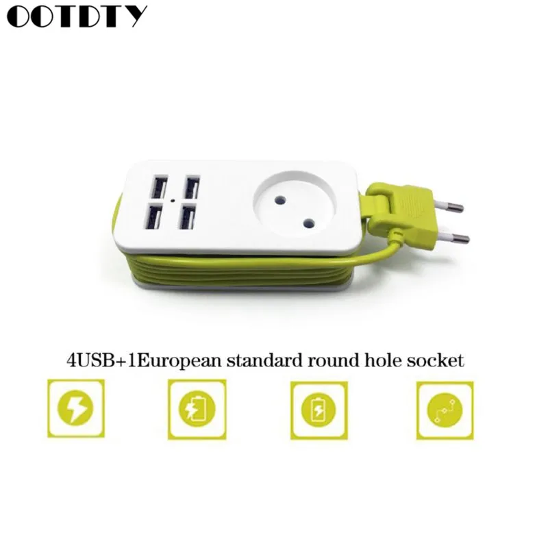 Штепсельная Вилка европейского стандарта 4 USB Розетка силовая полоса