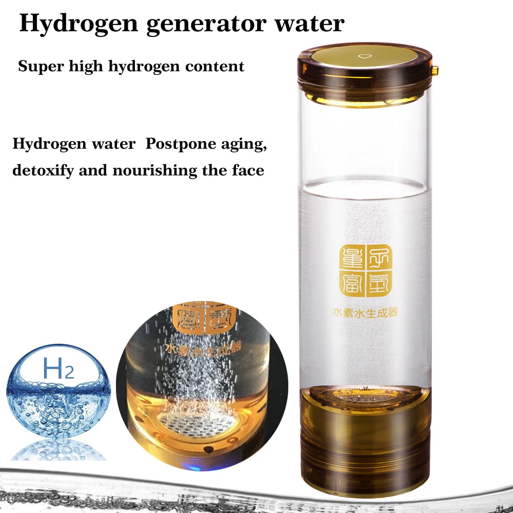 

Portable Hydrogen Water Generator Bottle ORP Alkaline H2 PEM Electrolysis Ionizer Anti-Aging 600ML Healthy Drinking Cup IHOOOH