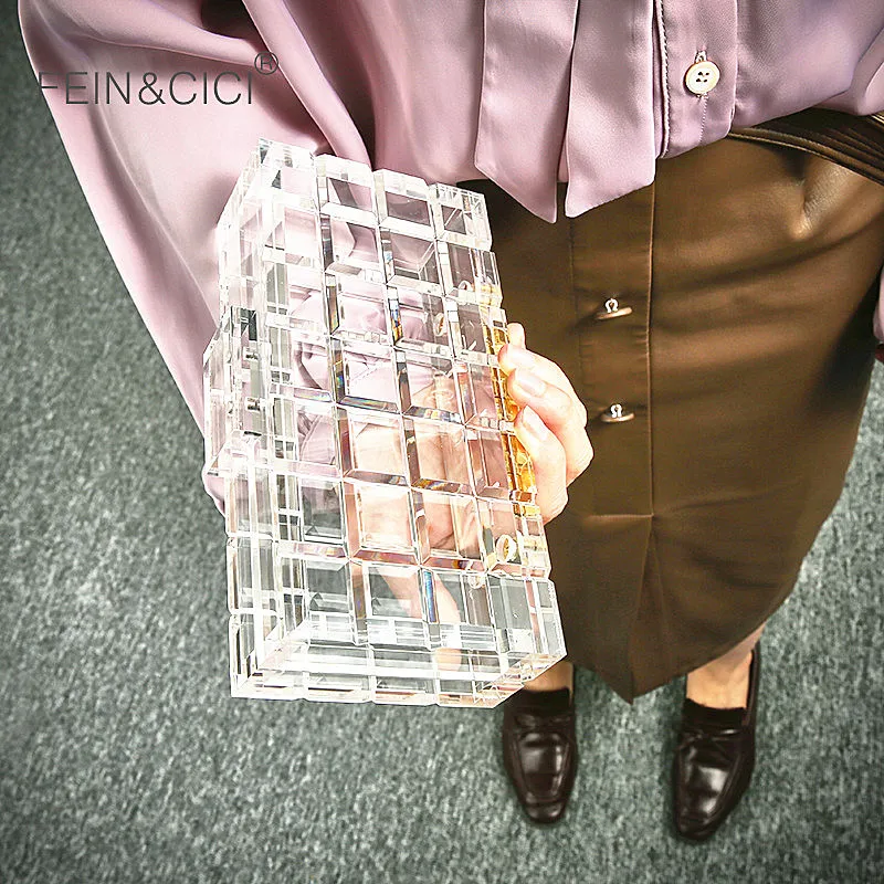 Прозрачный акриловый клатч кошелек женская прозрачная сумка пластиковая