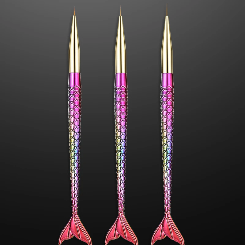 Градиентная ручка русалки для дизайна ногтей 3 шт. кисти рисования линий в