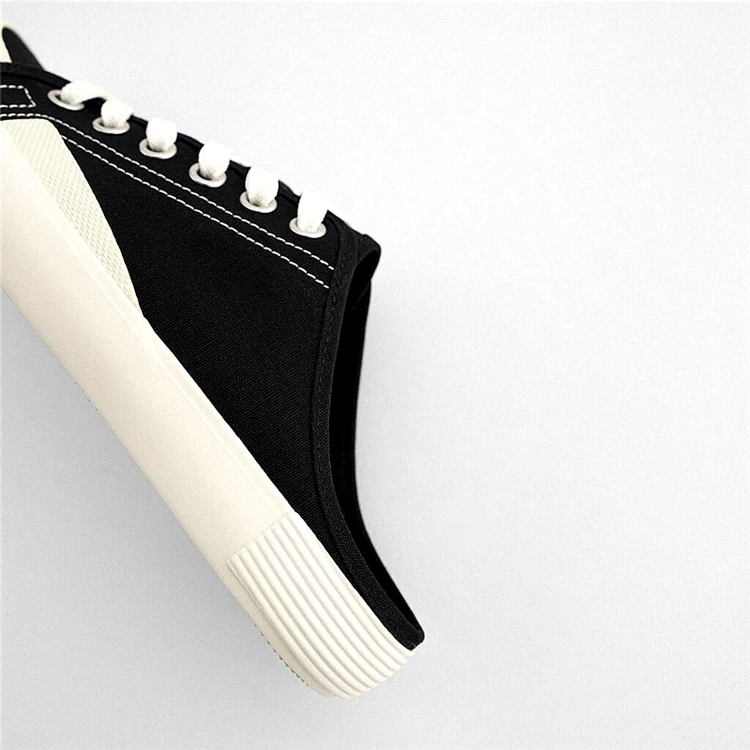 

Loafers Flat Shoes Female Slippers Soft Low Slipers Women Slides Comfort 2021 Basic Cotton Fabric Lace-Up Cross-tied Canvas Rubb