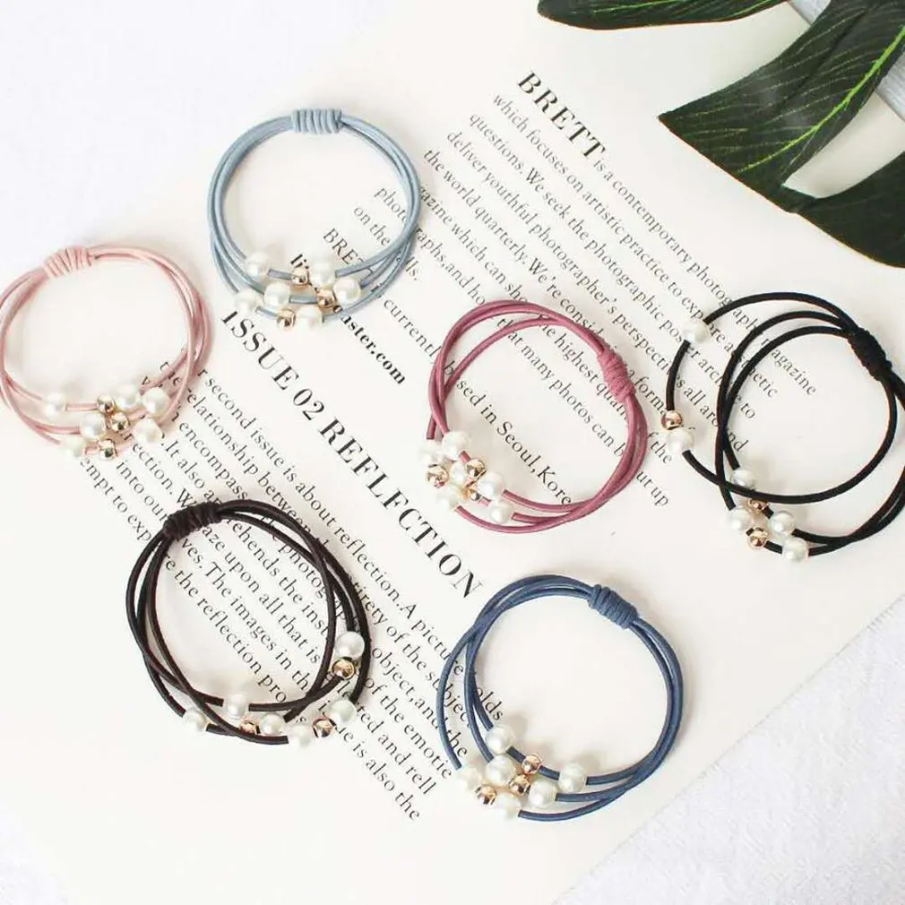 

Fashion Women Girls Pearl Elastic Hair Bands Ponytail Holder Gum For Hair Scrunchie Rubber Bands Headbands Hair Accessories