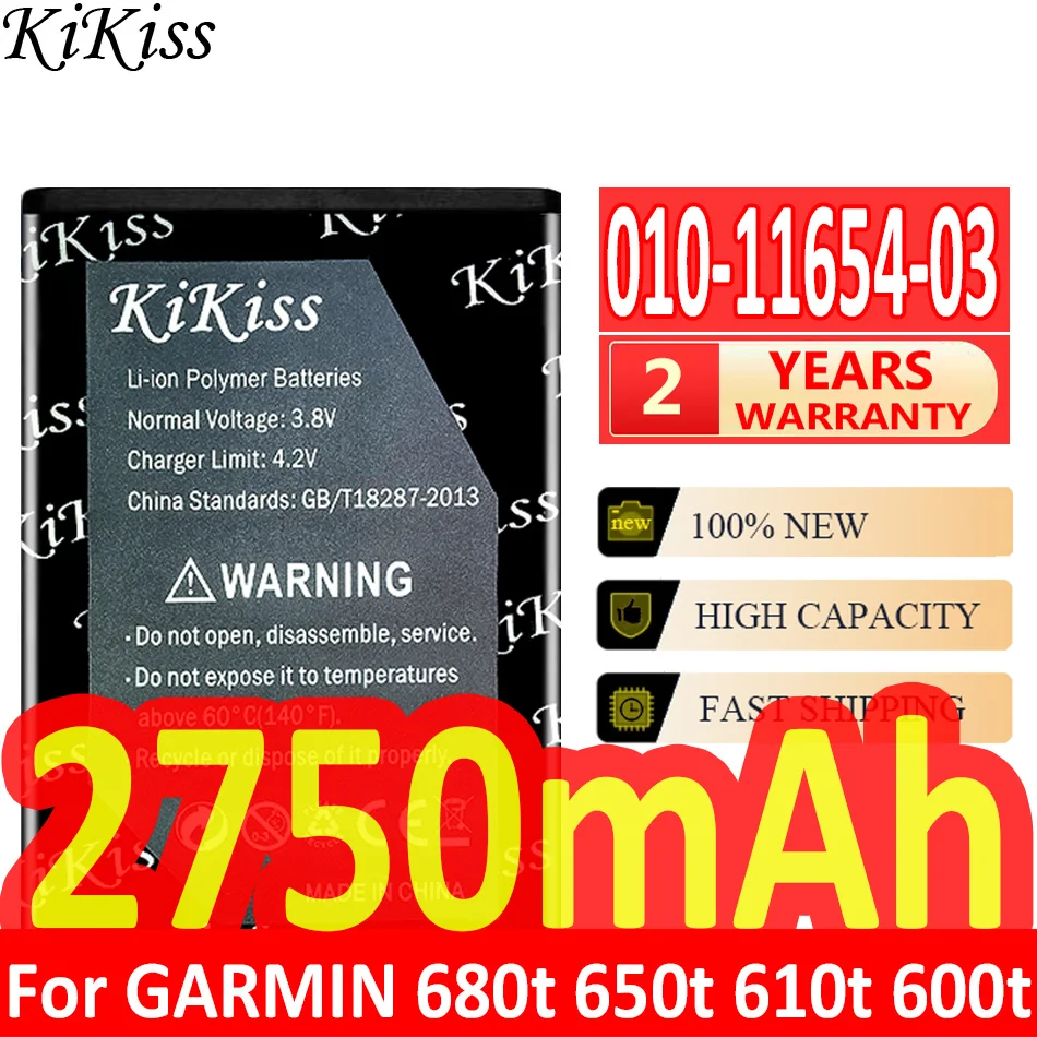 

2750mAh KiKiss Powerful Battery 010-11654-03 for Garmin Montana 600 600T 610 650 650T VIRB GPS Alpha 100 Handheld 361-00053-00