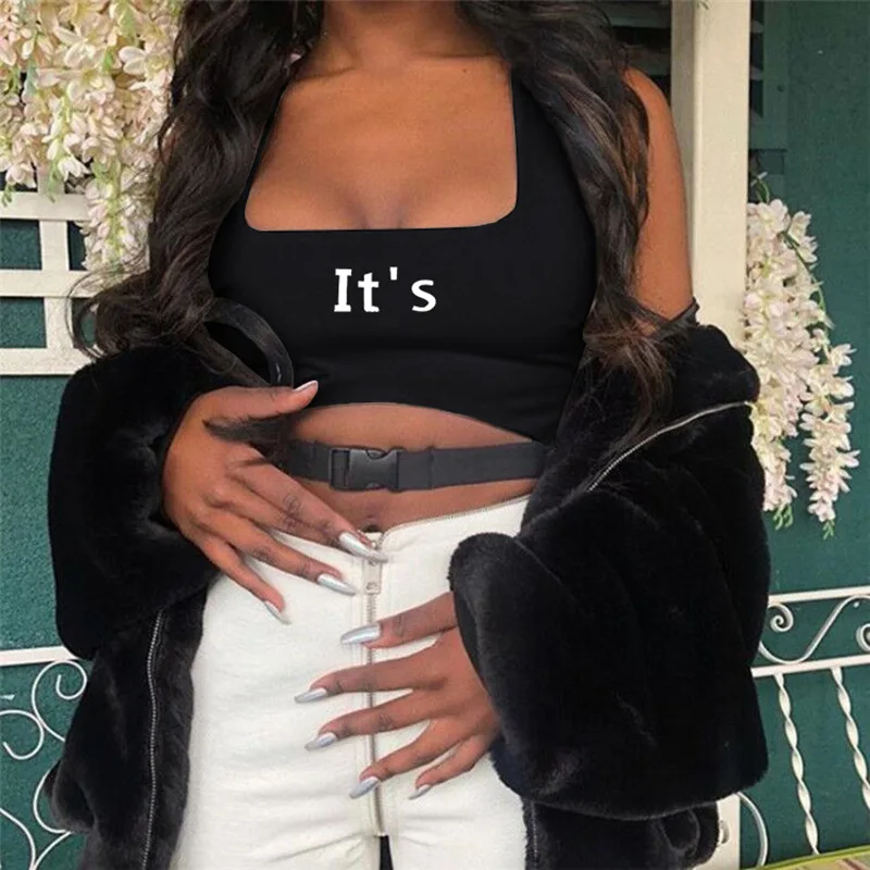 

White Camisetas Top Mujer 2021 Summer Clothes for Women Y2k Cute Crop Tops Camis Graphic Tanks