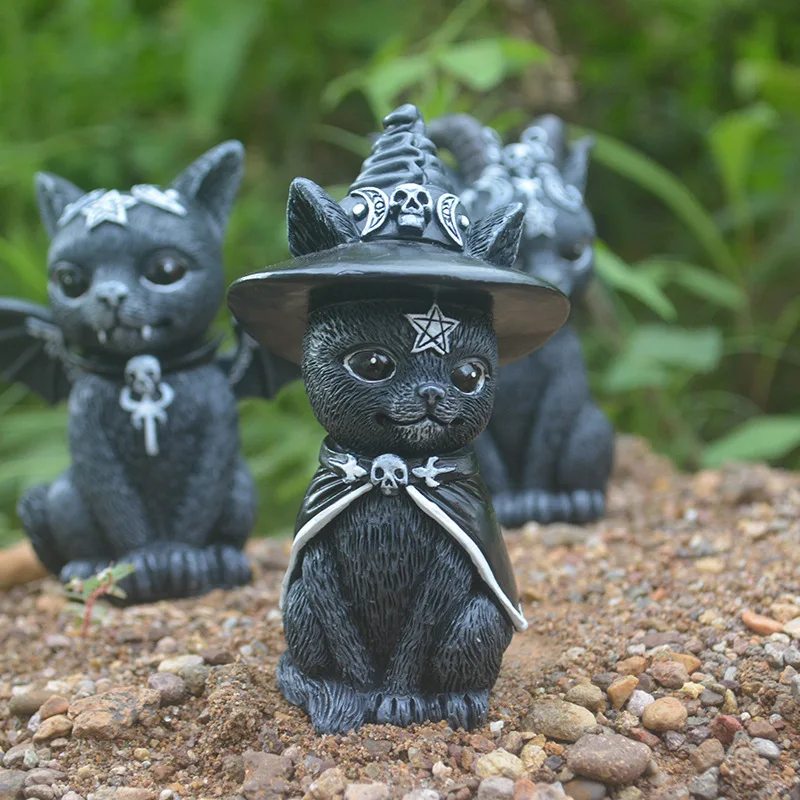 

New Home Accessories Stand-alone Figurines Cat Resin Crafts Magic Cats for Garden Decorations Desk Decoration Drop Shipping
