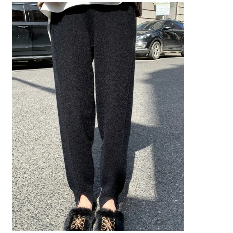 

Women's Trendy Two Piece Knitted Sets Oversized Solid Polo Collar Knitting Pullover Elastic Waist Split Hem Leggings Pants