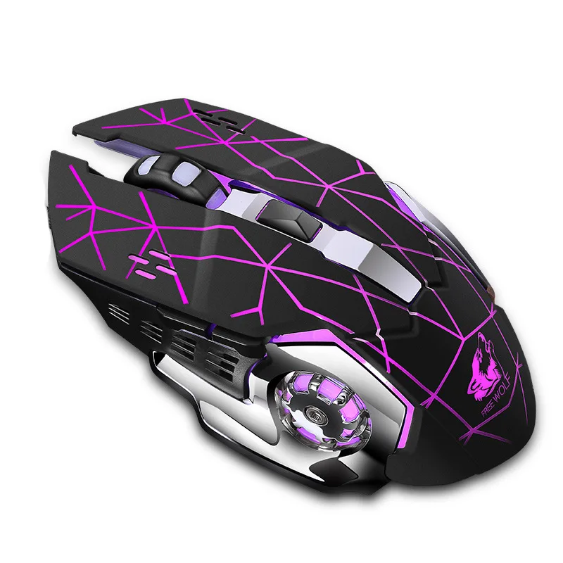 Free Wolf X8 беспроводная перезаряжаемая игровая мышь Mute Shining Machinery mouse Amazon EBay Cross Border Wish