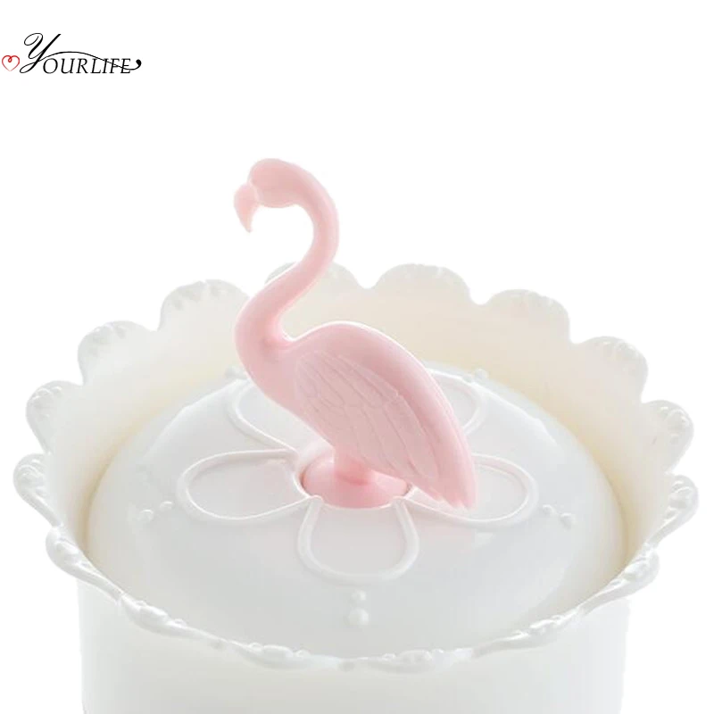 OYOURLIFE милые Мультяшные Фламинго ватные тампоны коробка для хранения пластиковые