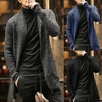 winter cardigan men o neck sweater solid thick warm long sleeve sweater mohair clothing england style casual jacket pull homme
