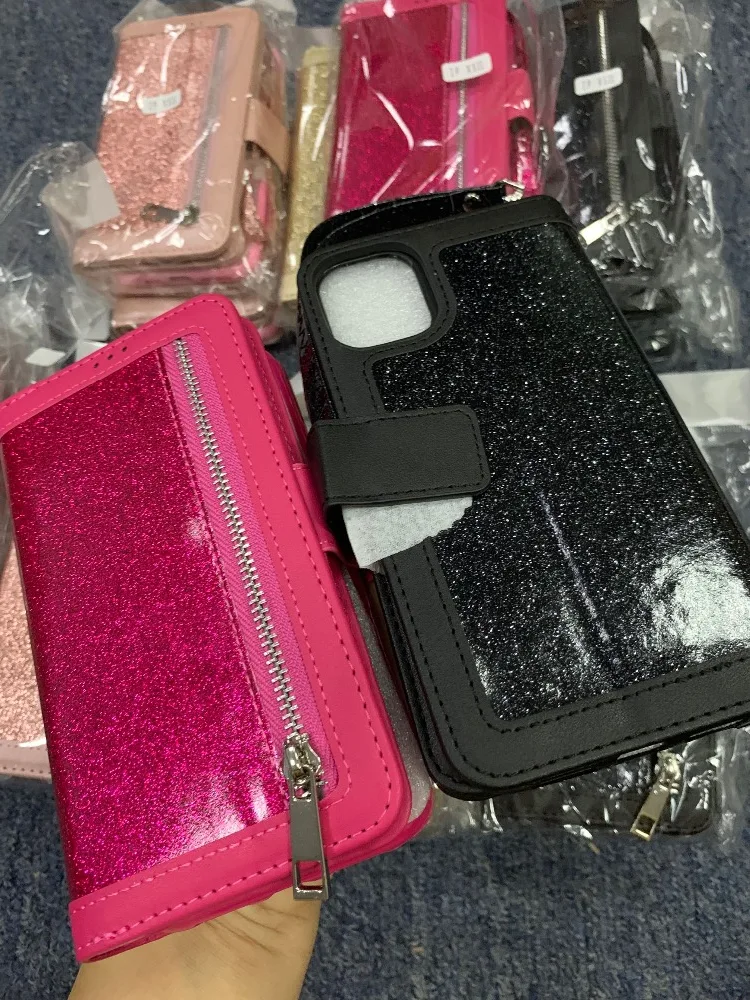 Откидная крышка для Galaxy S10e S10 S9 Plus Note 10 Plsu 8 9 кожаный кошелек с блестками магнитные Чехлы для книг для Iphone 11 Pro Max XR XS MAX