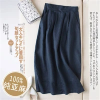 limiguyue linen skirt summer japanese literary wind loose bohemian skirts women ethnic vintage harajuku jupe mori girl k1508