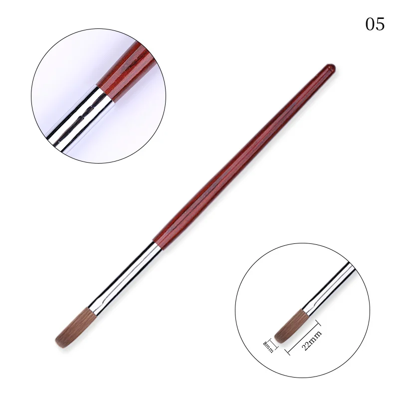 Wooden Handle 05 № 4 Съемный Ногтей Акриловые Колонковая Кисть Соболь Щетки Искусства Ногтя 1 шт.#616 - Цвет: Wooden Handle 05