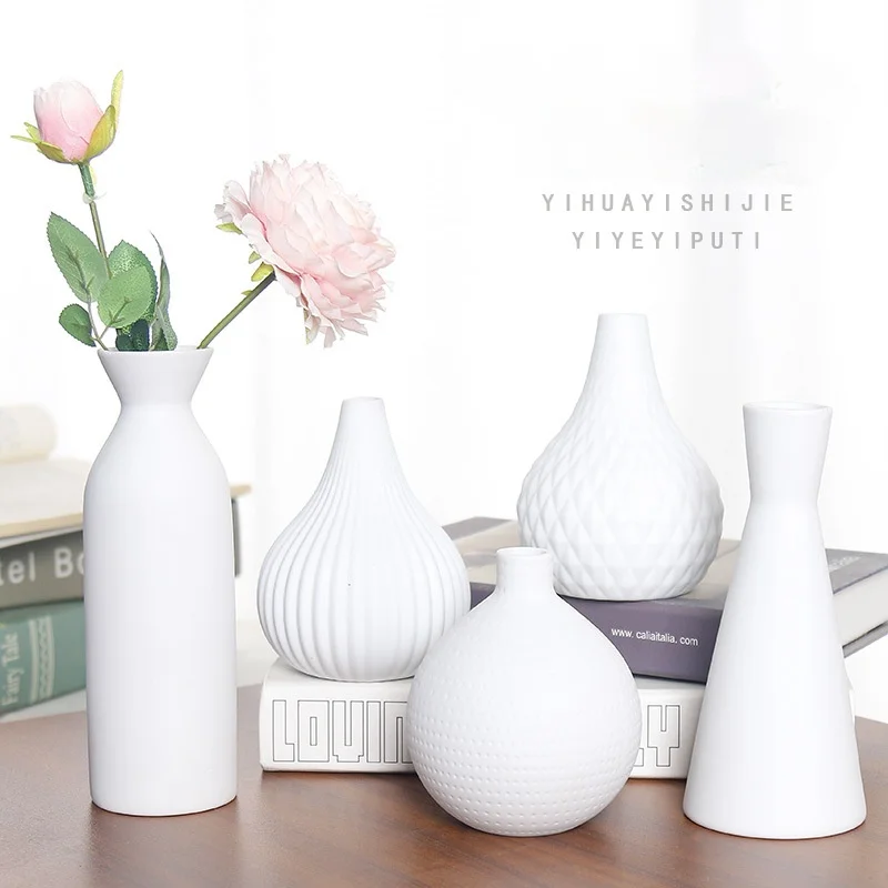 

Nordic style crafts dried flowers arrangement home decoration ceramic decoration white vase vases for flowers
