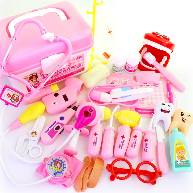 Игрушки Набор доктора для детей 26 49 шт. чемодан медицинский инструмент кормления