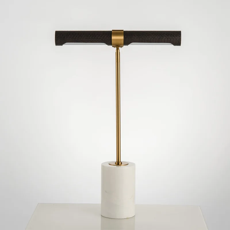 Стильная простая настольная лампа под мрамор деревянная зернистая Кожа Модная