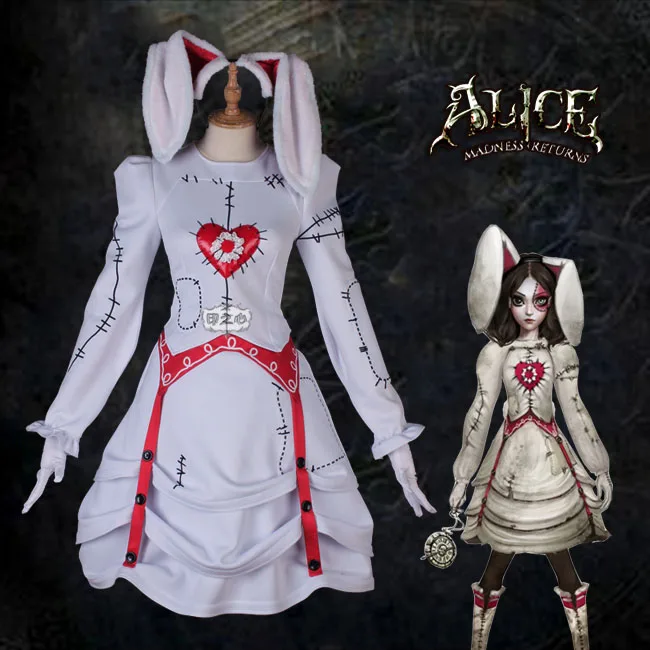

Anime Alice: Madness Returns Alice Bunny Suit Dress+Rabbit Ear Cosplay Costume Halloween Free Shipping 2019 New Customized.