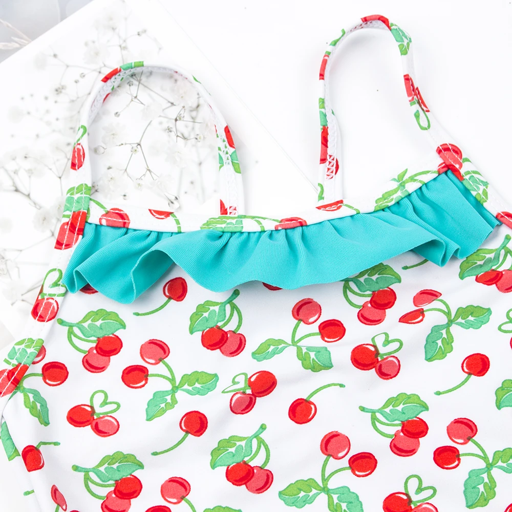 Цельнокроеный купальник с принтом вишни для девочек купальный костюм 2020 детский