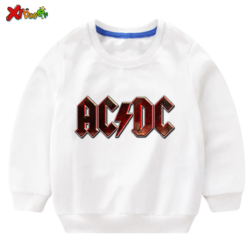 Детские толстовки ACDC мальчиков; модный свитер; белый Хлопковый пуловер для девочек; Новинка; пуловер; футболка; Осенняя толстовка с длинными рукавами для малышей - Цвет: sweatshirt white