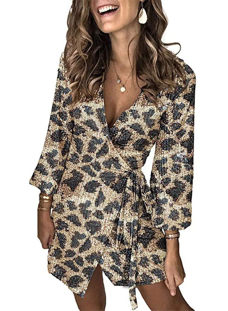 KAYOULAI Sexy Deep V Neck Sequin Dress Glittern Bodycon Nightclub Elegant Party Long Sleeve Tassel Fashion Ladies Vestidos | Женская