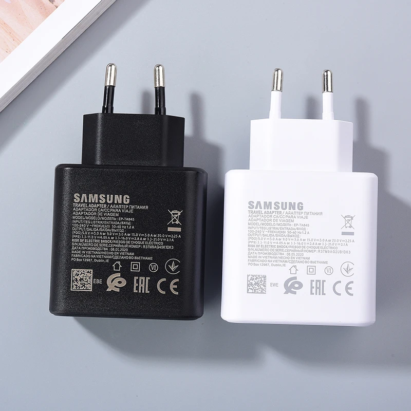 Зарядное устройство Samsung S21 Note 20 Ultra с адаптивной зарядкой Type C Super Fast Charging 5A и USB-C кабелем для Galaxy FE A52 A72 A51 A71 A91 5G.