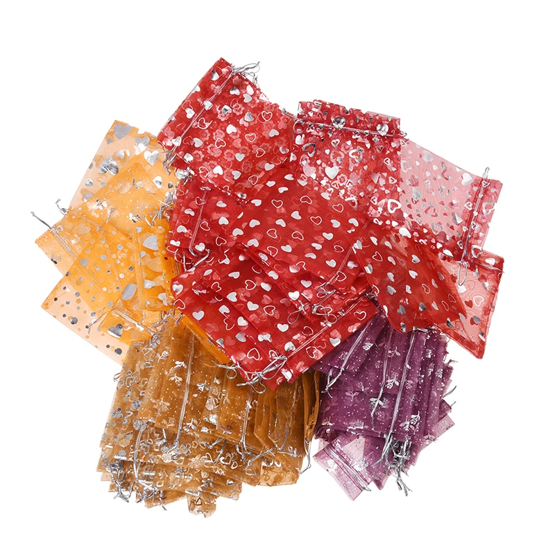 

100 Mixed Organza Wedding Favor Gift Bags Jewellery Pouch 13cm X 10cm