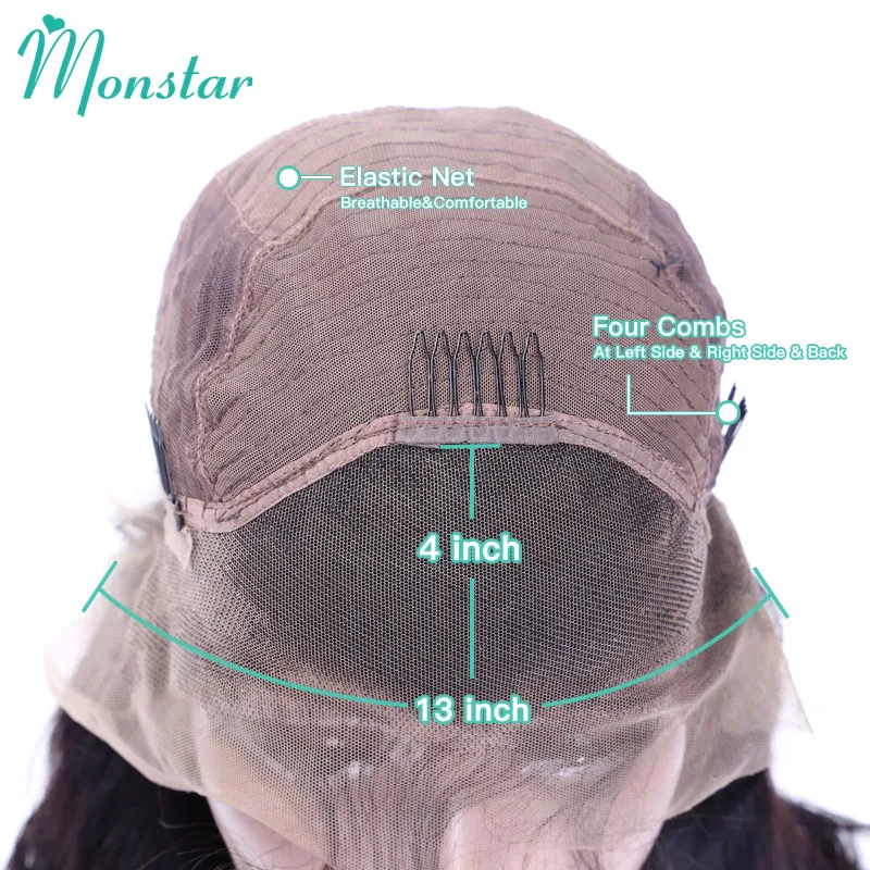 Monstar волнистые кружевные передние парики бразильские волосы Remy отбеленные узлы