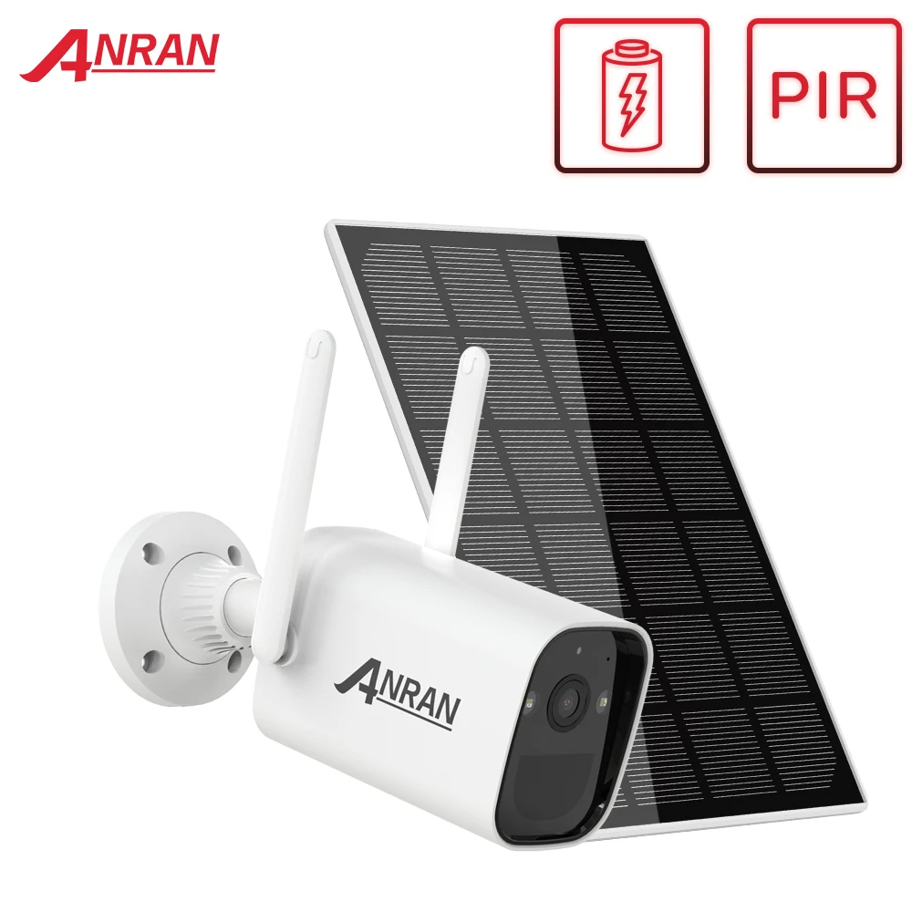 ANRAN Беспроводная камера наблюдения 3MP HD с аккумулятором и солнечной панелью