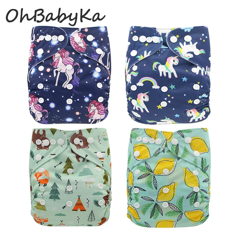 Ohbabyka новые многоразовые подгузники с единорогом, детские тканевые подгузники, моющиеся, экологически чистые подгузники, детские подгузники, моющиеся подгузники