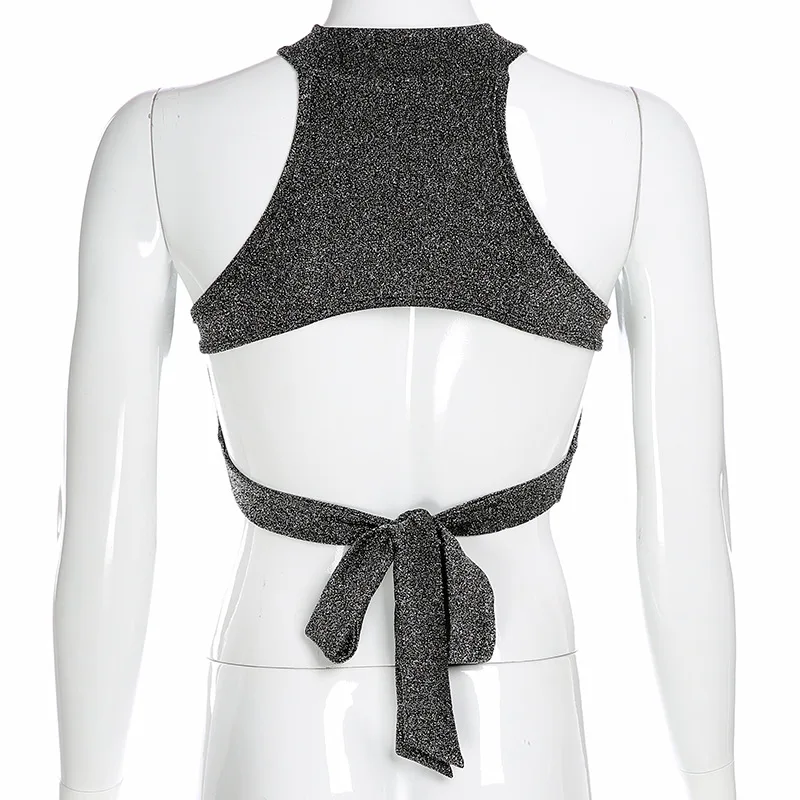 

Autumn Sexy Lace-up Hollow Out Sleeveless Halter vest women