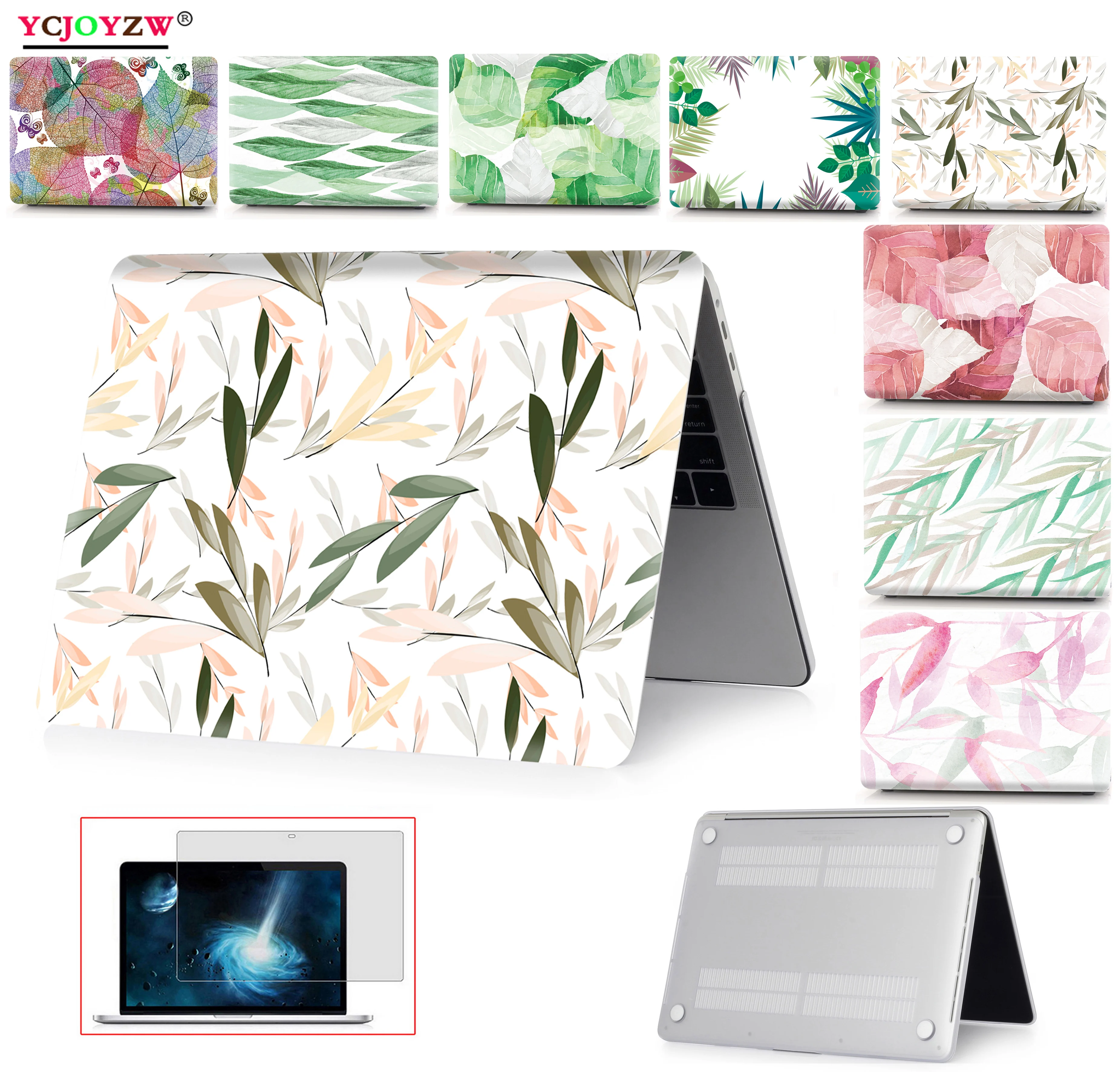 Чехол для ноутбука MacBook Air 11 13 дюймов A1466 A1932 Pro 12 13 15 retina A1502 A1706 A1708 A1989 A2159 и листиком