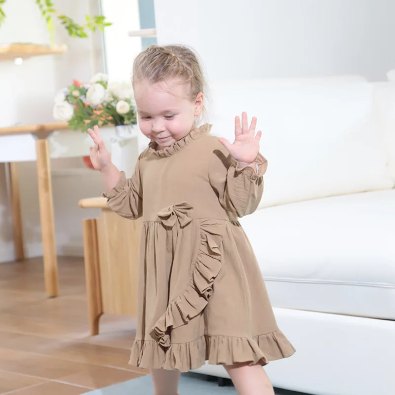 

Детское платье; Однотонная детская одежда; Платья; Повседневные платья для маленьких девочек; Осенняя детская одежда