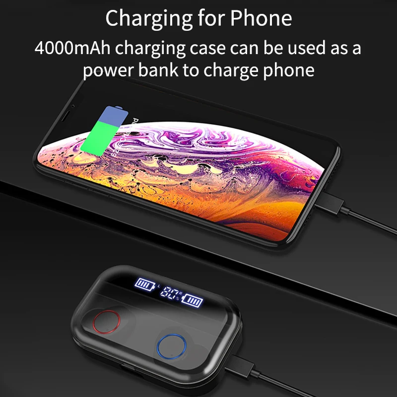 QCR TWS беспроводные наушники Bluetooth 5 0 с сенсорным дисплеем спортивные стерео