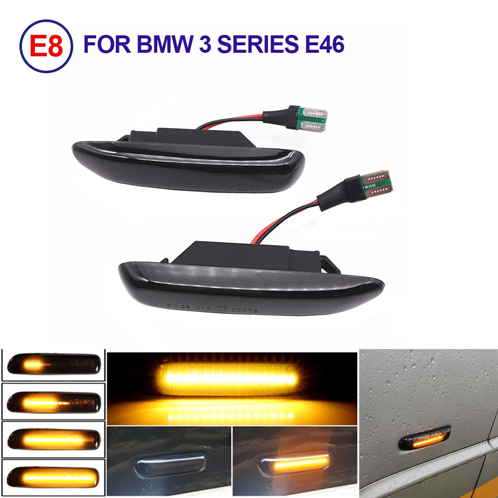 

2PCS Dynamic Fender Turn signal For BMW 3 Series E46 prefacelift 1997 1998 1999 2000 2001 Led Light Side Marker Sequential Lamp