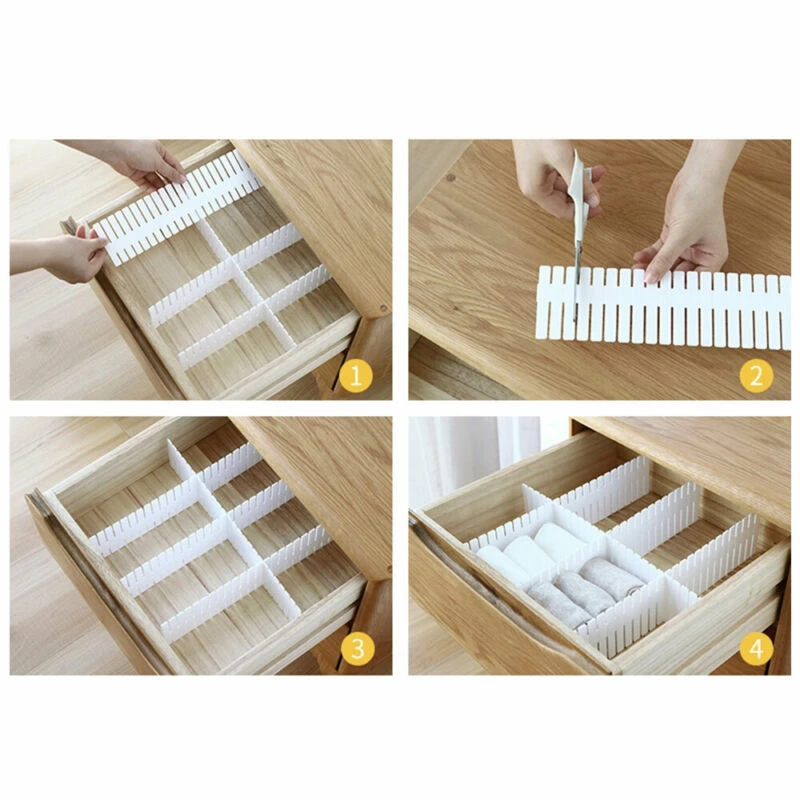 

Adjustable Drawer Dividers Diy Organizer for Clutter Kitchen Cutlery Dresser Makeup Tools Socks