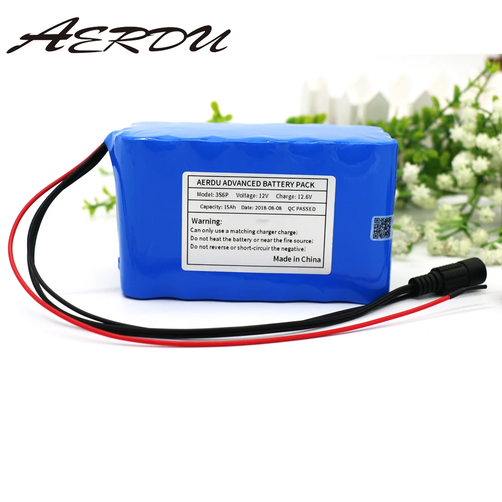 AERDU 3S6P 12V 15Ah большой емкости 11 1 V 12 6 18650 Литий Перезаряжаемые аккумуляторная