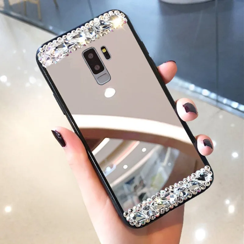 Зеркальный чехол со стразами для телефона Samsung J7 2016 J3 J5 Prime A5 2017 A32 A12 A72 A52 A51 A50 A70 J8 S20