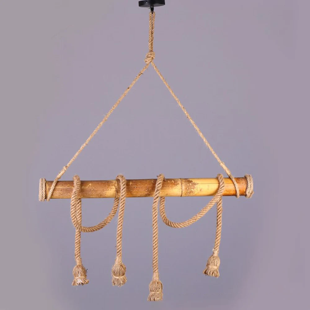 Подвесной светильник с пеньковой веревкой кухонный Домашний Светильник