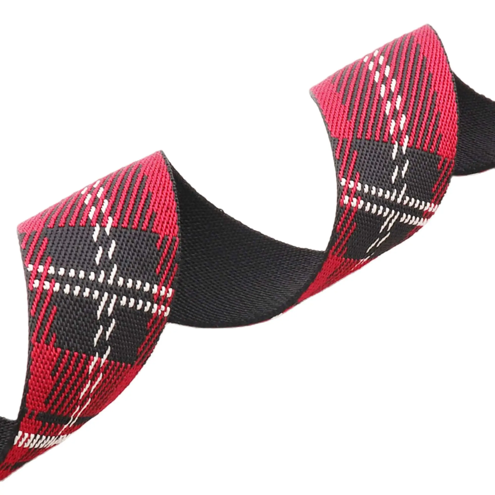 Жаккардовая тесьма 1 1/2 дюйма красная белая черная саржевая клетчатая