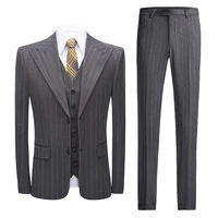 2021 grey striped suit men classic mens wedding suits costume 3 pieces homme 6xl mens office formal business suits