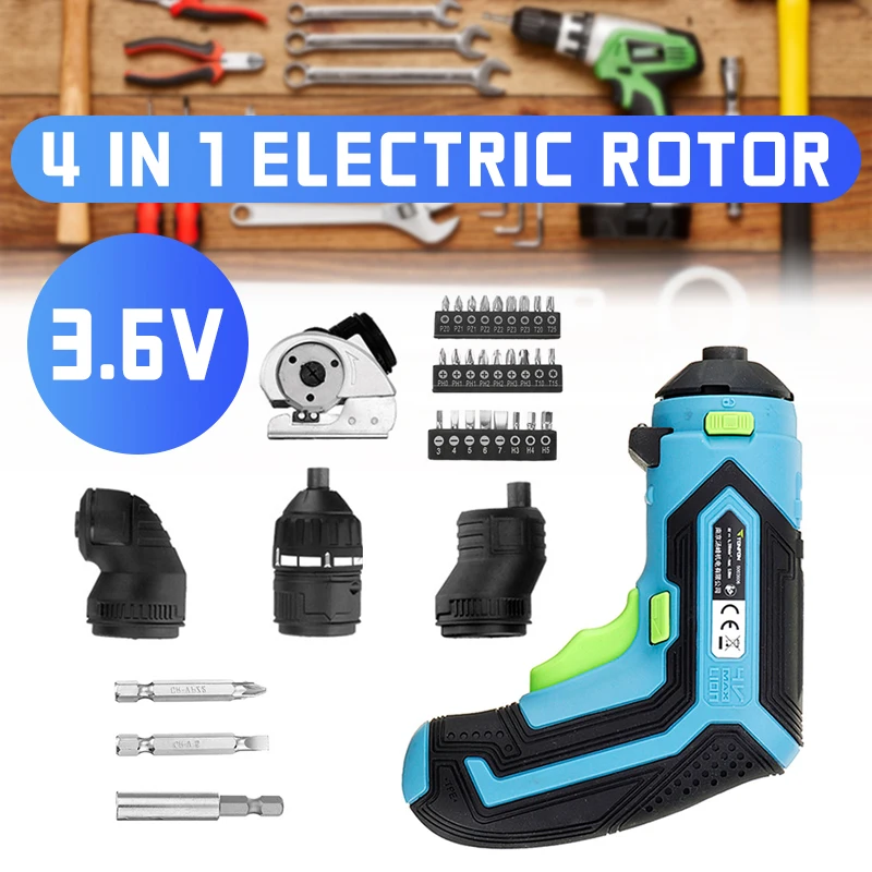 

3.6V Lithium Mini Cordless Electric Screwdriver Multifunction Screwdriver Cutter Offset Angle Right Angle Adapter Power Tools