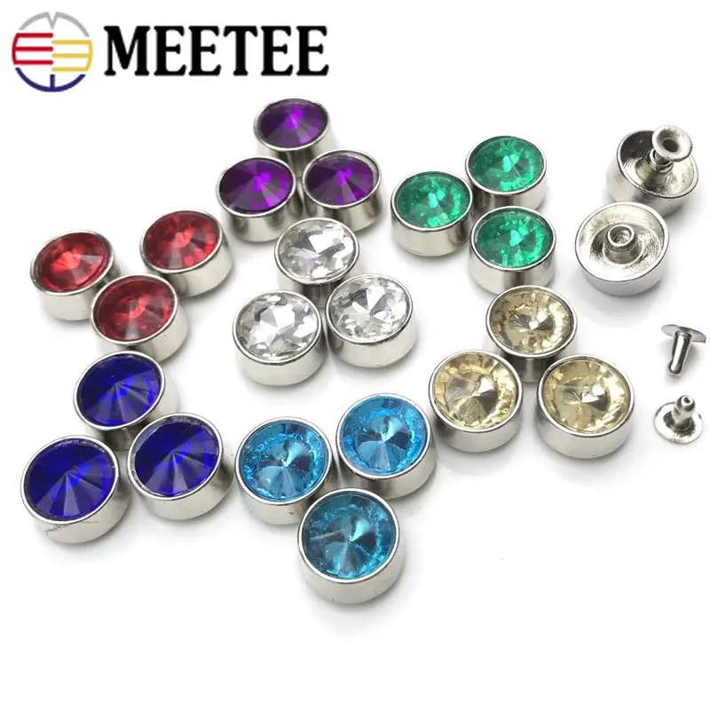 Meetee 20 комплектов 12 мм Алмазные шпильки пряжки круглые стразы заклепки застежка