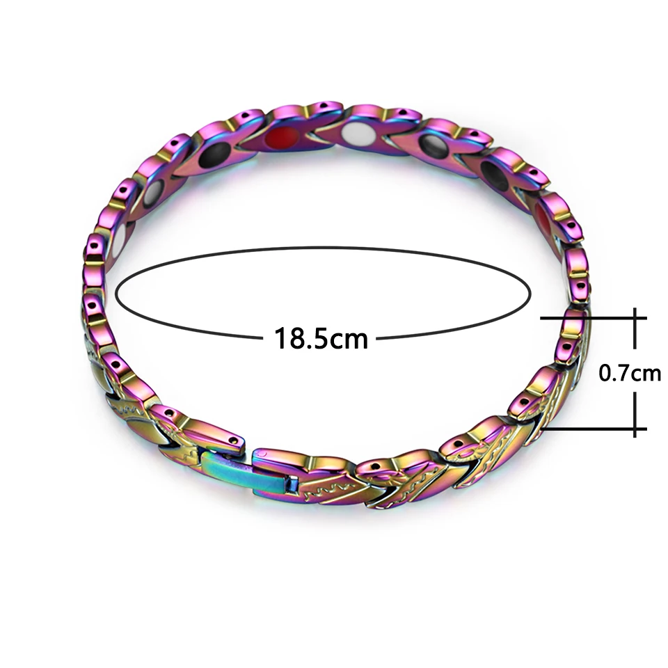 

Rainso Stainless Steel Bracelets Colorful Color 4 Elements Health Bracelets for Women Bio Energy Jewelry for Arthritis 2020