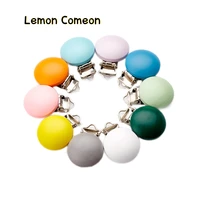 lemon comeon 10pcs 30mm macaron color wooden clip round baby teething bead clip accessories for diy pacifier chain holder tool
