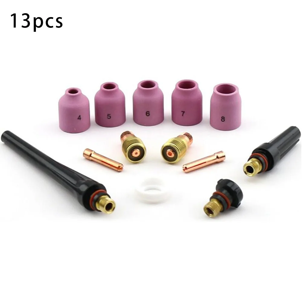 

13Pcs TIG Welding Torch Accessories Nozzle Cup Collet Gasket Kit TIG Welding Torch Supplies for WP-17/18/26 Gas Lens Kit