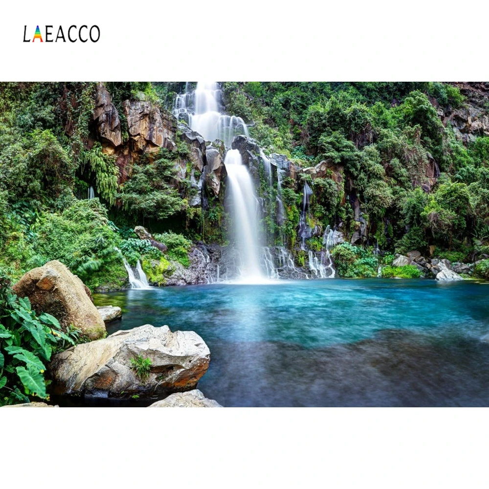 Laeacco Весенний лес горный водопад пейзаж ПОРТРЕТНАЯ ФОТОГРАФИЯ фоны на заказ для фотостудии