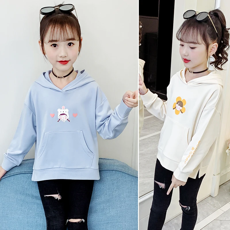 

Toddlers Hoodies For Girls Clothing Spring Autumn Hooded T-shirts For Kids Clothes Cotton Casual Hoodies Cartoon Tees 2 3 4 9 12