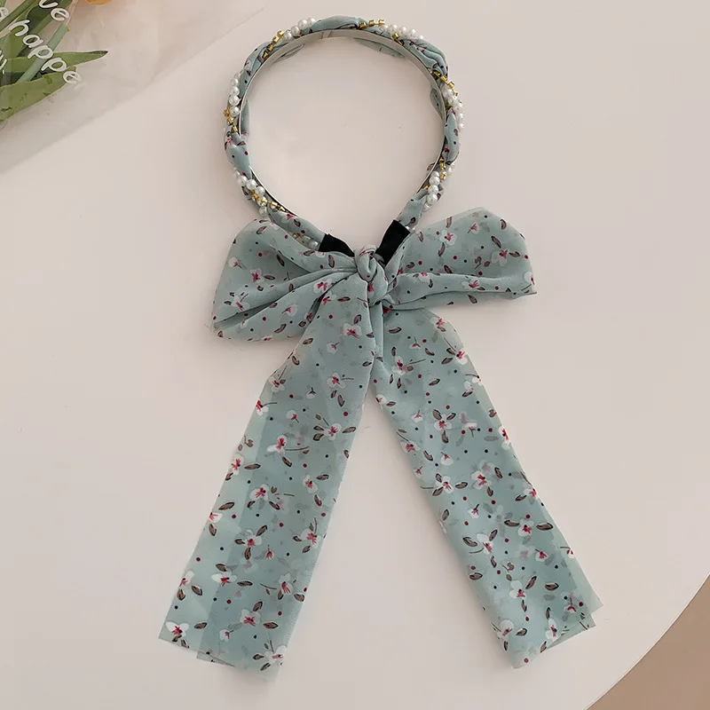 2021 elegante Perle Haar Bands für Frau Mode Lange Band Bogen Mädchen Kopf Bands Perle Geflecht Stirnbänder Frauen Haar Zubehör – Detail 18