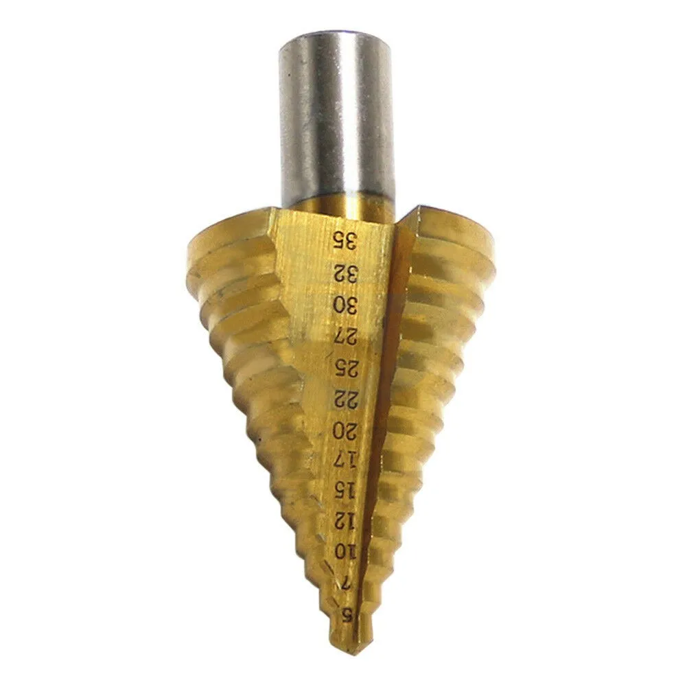 

Titanium Drill Bit Tool 5-35mm Bit Cone Cutter Drill Round Saw Shank Step