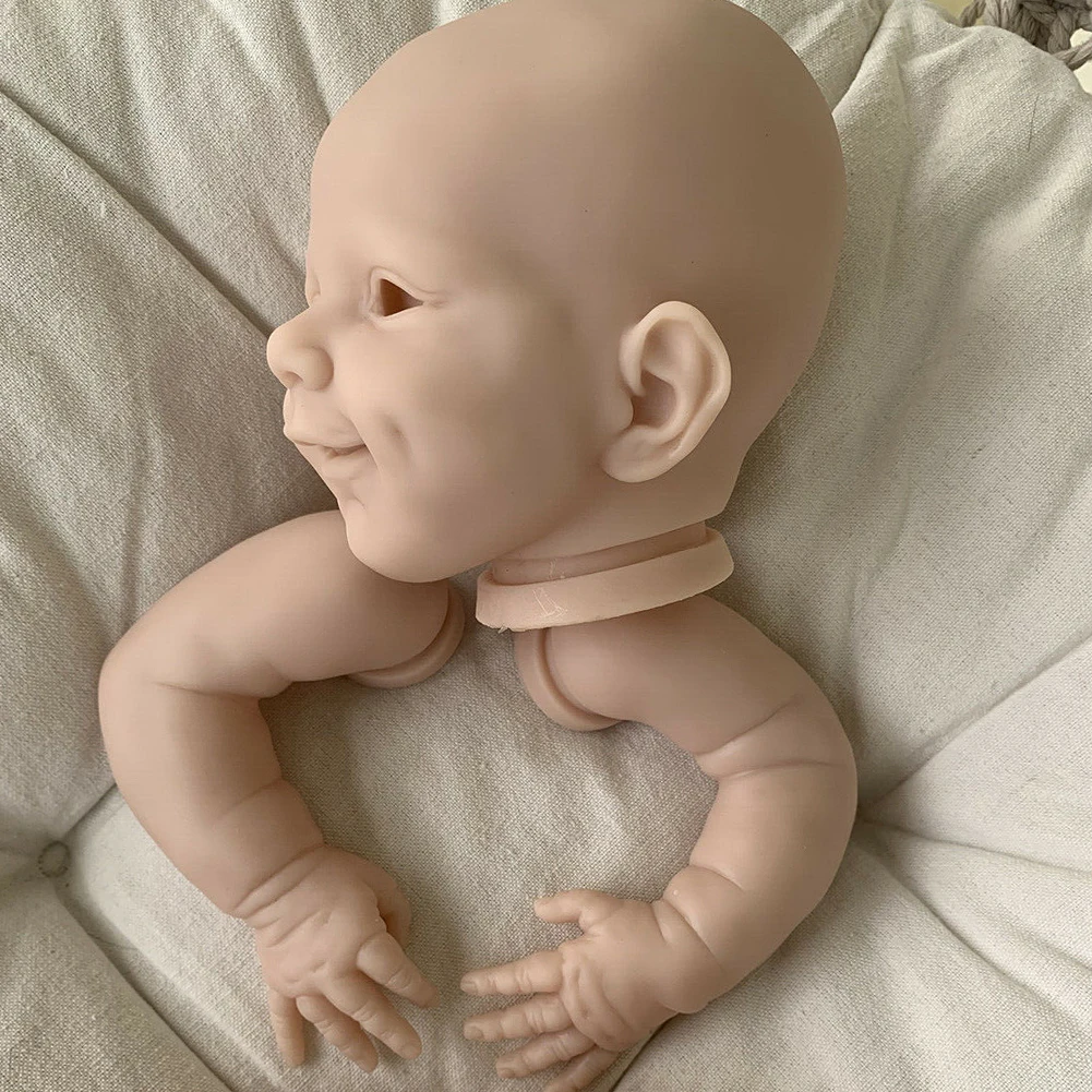 

22inch Newborn DIY Mold Unfinished Reborn Doll Kit Gift Lifelike Unpainted Soft Vinyl Head Limbs Cloth Body Smile Baby Blank