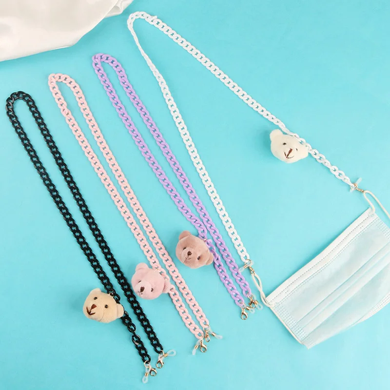 2023 Cute Bear Acrylic Children Mask Chain Holder Lanyard Student Fashion Bunny Charm Glasses Neck Strap for Woman Gifts |